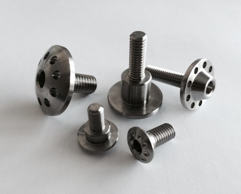 Titanium special screws with exagonal and exalobular drive